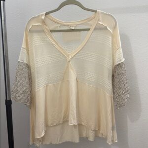 POL Cream and Tan Knit Top